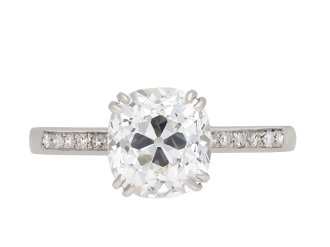 Old mine diamond flanked solitaire ring, circa 1920. Hatton Garden