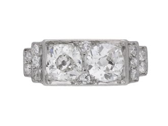 Art Deco diamond two stone ring, French, circa 1925.