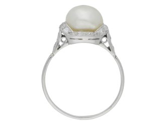 back view Natural pearl and diamond ring, circa 1920.