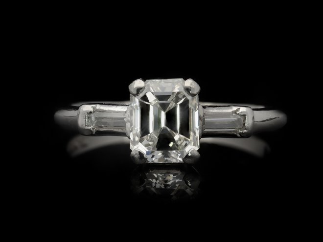 Emerald cut diamond ring, American hatton garden