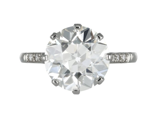 old cut diamond ring with diamond set shoulders ,circa 1915 Hatton Garden
