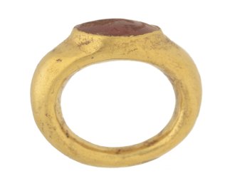 back view Ancient Roman cornelian intaglio of Fortuna, circa mid 2nd mid 3rd century AD.