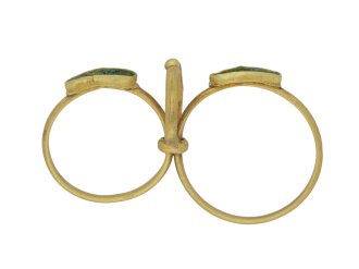 back view Ancient Roman twin ring set with glass, circa 1st 2nd century AD.