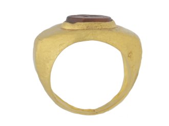 back view Ancient Roman signet ring with cornelian intaglio of Mercury