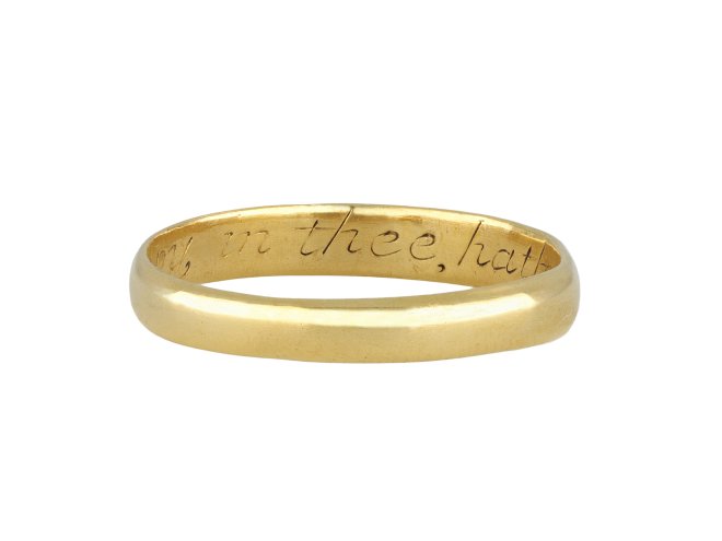 Gold posy ring 'Happy in thee, hath God made me', circa 18 19th century.