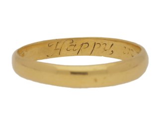 Gold posy ring 'Happy in thee, hath God made me', circa 18-19th century.