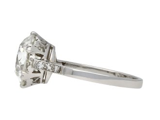 Old cut diamond flanked solitaire ring, English, circa 1920. Hatton Garden