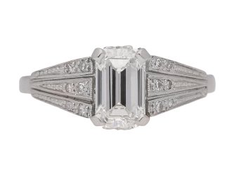 Art Deco emerald-cut diamond ring, English, circa 1935.