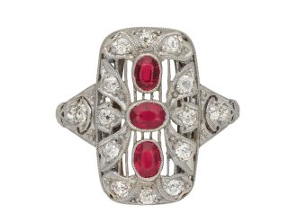 Edwardian ruby and diamond ring, circa 1910. Hatton Garden