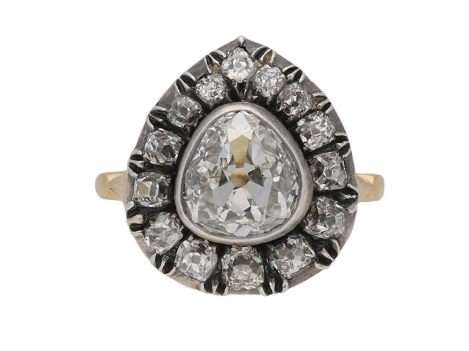 front antique diamond cluster ring berganza hatton garden