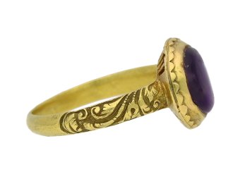 Tudor amethyst ring, circa 16th 17th century. 