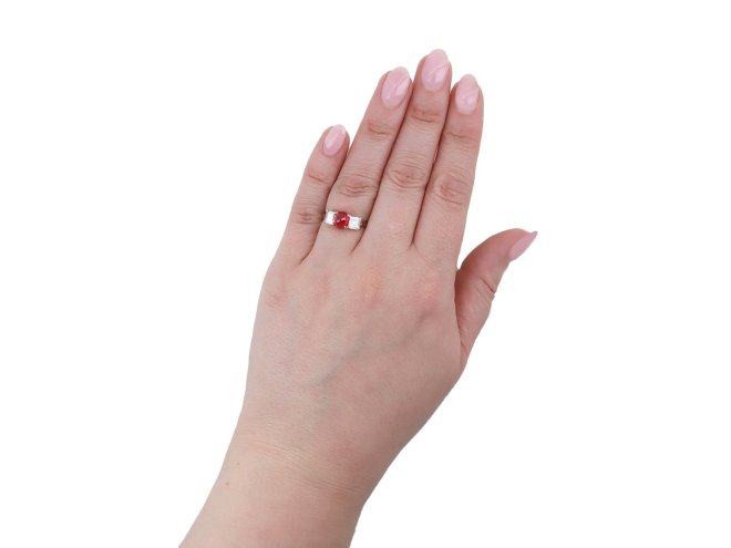 Art Deco cabochon ruby and diamond ring by Cartier, French circa 1925