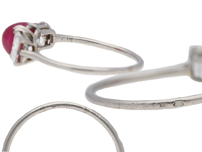 Art Deco cabochon ruby and diamond ring by Cartier, French circa 1925