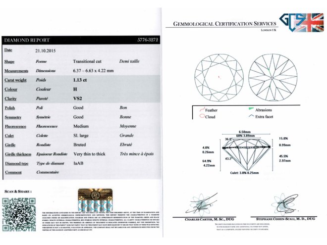 cert view  Art Deco diamond ring, French, circa 1930. berganza hatton garden 