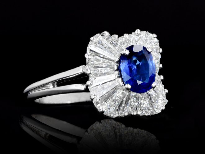 Oscar Heyman Burmese sapphire and diamond ballerina ring