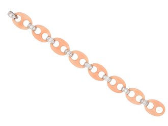 Angel skin coral and diamond bracelet, Italian, circa 1970. 
