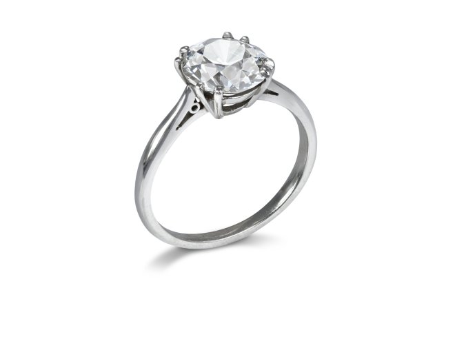 Diamond solitaire ring, English, circa 1950. 