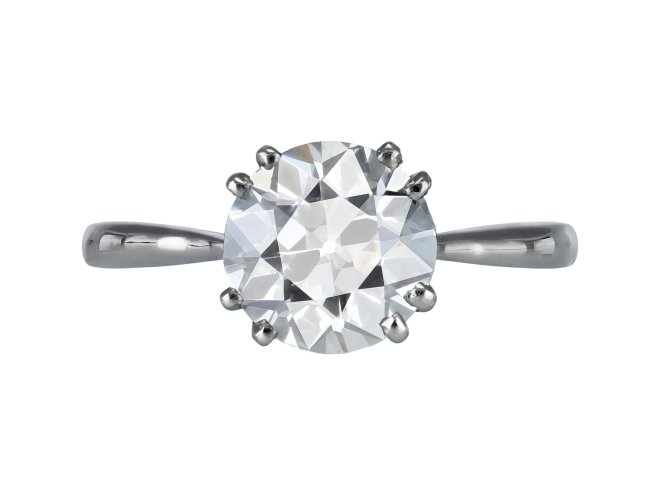 Diamond solitaire ring, English, circa 1950. 
