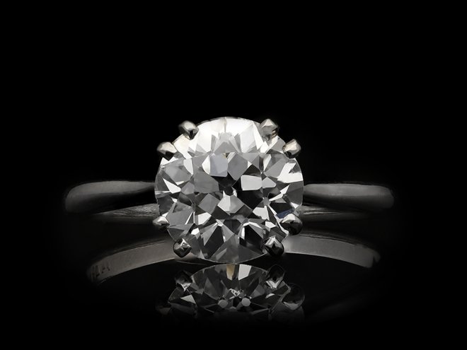 Diamond solitaire ring, English, circa 1950.  Hatton Garden