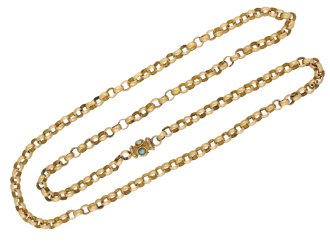 Georgian gold chain with turquoise set clasp, circa 1780 berganza hatton garden