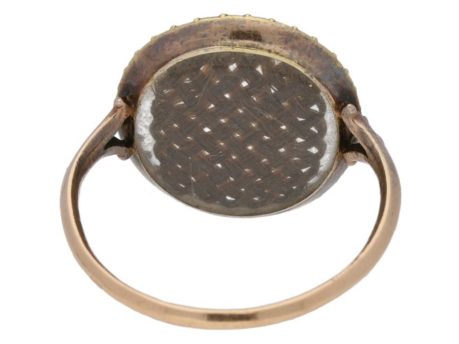 Georgian hair and ruby memorial ring, English, circa 1760. berganza hatton garden