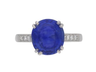 Burmese sapphire and diamond ring, English, circa 1950.