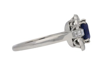 Royal blue Burmese sapphire diamond ring berganza hatton garden