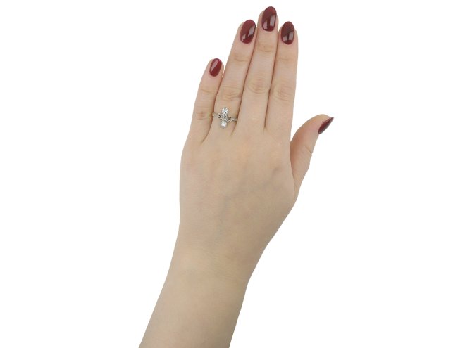 Edwardian diamond two stone ring, English, circa 1905.