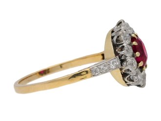 Antique Burmese ruby and diamond coronet cluster ring, circa 1905. berganza hatton garden 