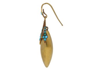  Antique turquoise drop earrings, circa 1870. berganza hatton garden 