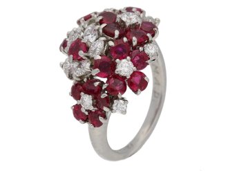 Ruby and diamond ring by J.E.Caldwell & Co, circa 1950. berganza hatton garden  