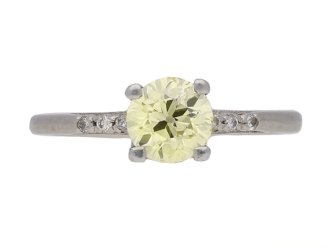 front view vintage yellow diamond ring berganza hatton garden