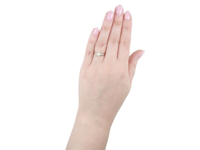 Fancy yellow diamond solitaire ring, English, circa 1950. 