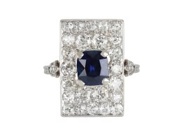 Art Deco sapphire and diamond cluster ring, circa 1925. 