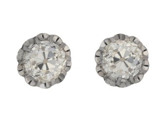 front view Antique old mine diamond earrings berganza hatton garden