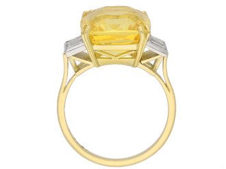 front view Yellow sapphire and diamond ring, circa 1950. hatton garden berganza