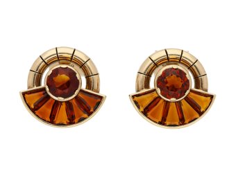  Citrine earrings, English, circa 1956. berganza hatton garden 