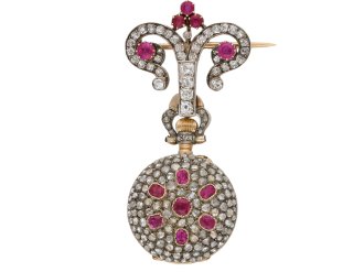 Mellerio Ruby and diamond set fob watch, French, circa 1900.      