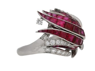 vintage Ruby diamond cocktail ring berganza hatton garden