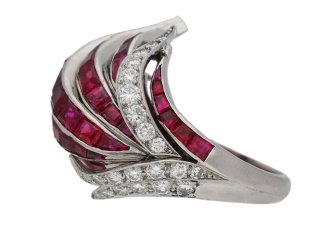 vintage Ruby diamond cocktail ring berganza hatton garden