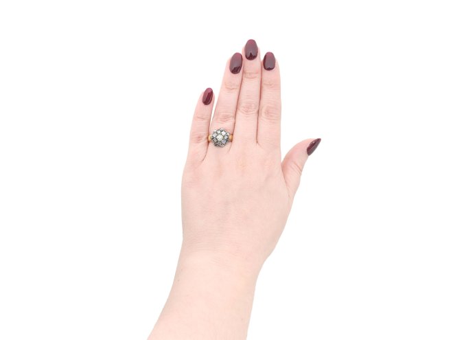 Georgian diamond converted button ring, Swedish, circa 1944.