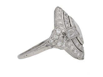 side view Antique Marquise diamond cluster ring berganza hatton garden
