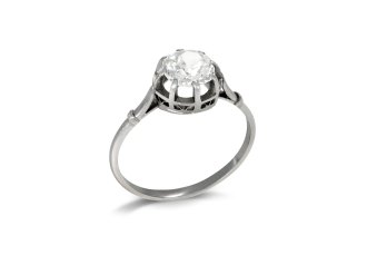 Old cut diamond solitaire ring, circa 1905. 