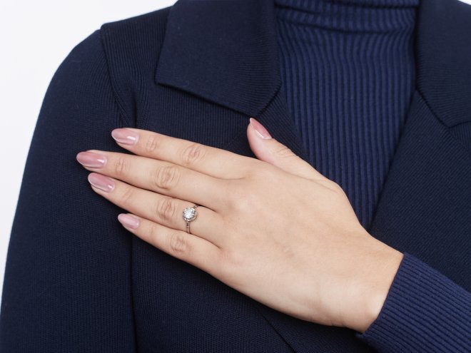 Old cut diamond solitaire ring, circa 1905. 