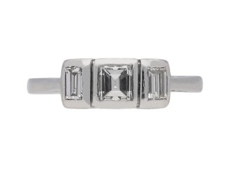 front view Vintage 3stone diamond ring berganza hatton garden