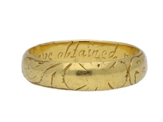 Gold posy ring, 'I have obtained whome God ordained', circa 1700.