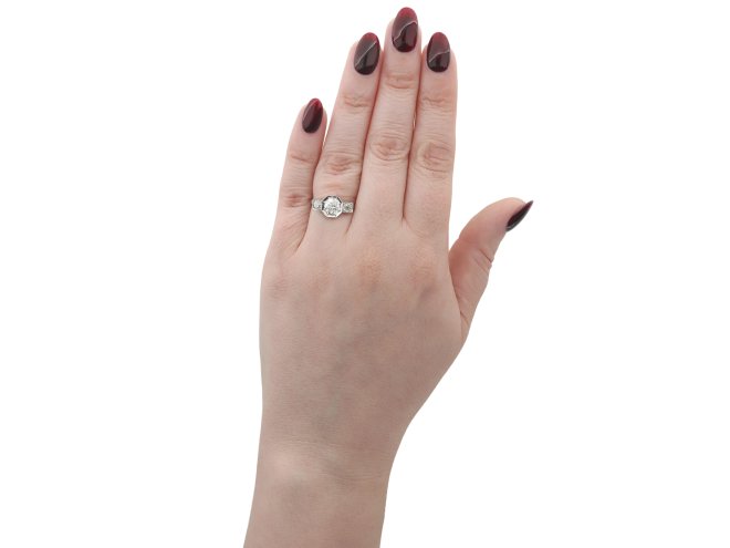 Art Deco diamond three stone ring, English, circa 1930.