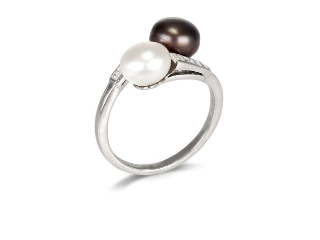 front view Art Deco natural pearl diamond ring berganza hatton garden