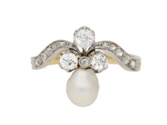 front view antique pearl diamond ring berganza hatton garden