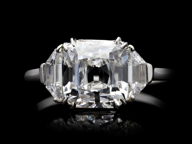 Art Deco old mine diamond solitaire ring, English hatton garden